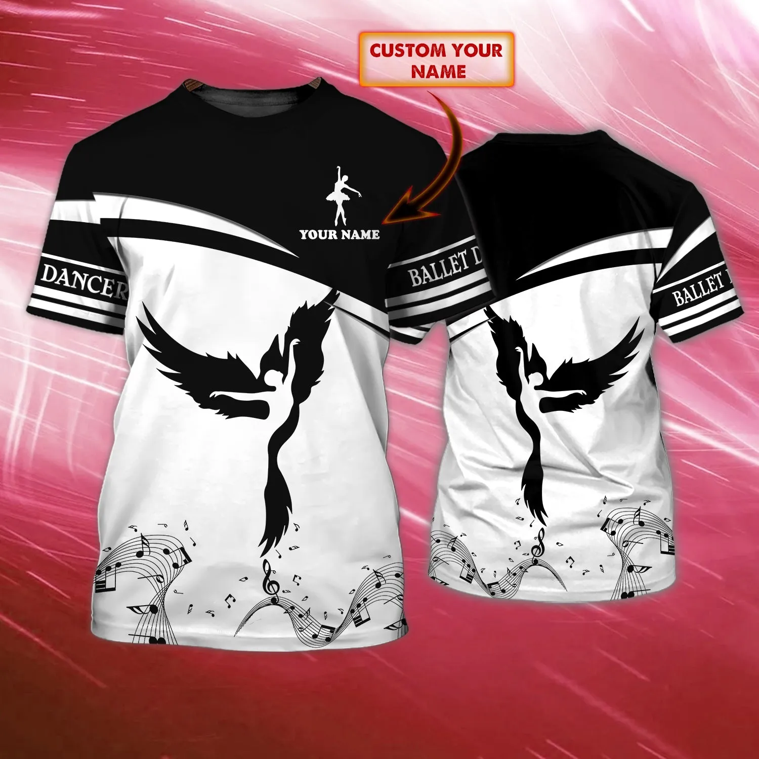 Ballet Dancer - Personalized Name 3D T-Shirt 002 - Nss
