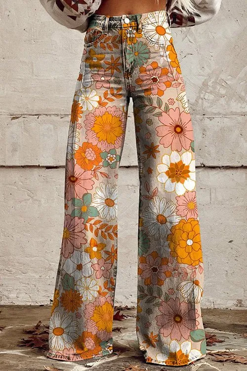 Baltazara® | Vintage Floral Pattern Wide Leg Pants