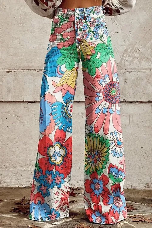 Baltazara® | Vintage Floral Pattern Wide Leg Pants