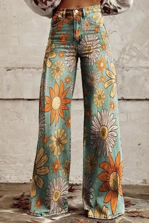 Baltazara® | Vintage Floral Pattern Wide Leg Pants
