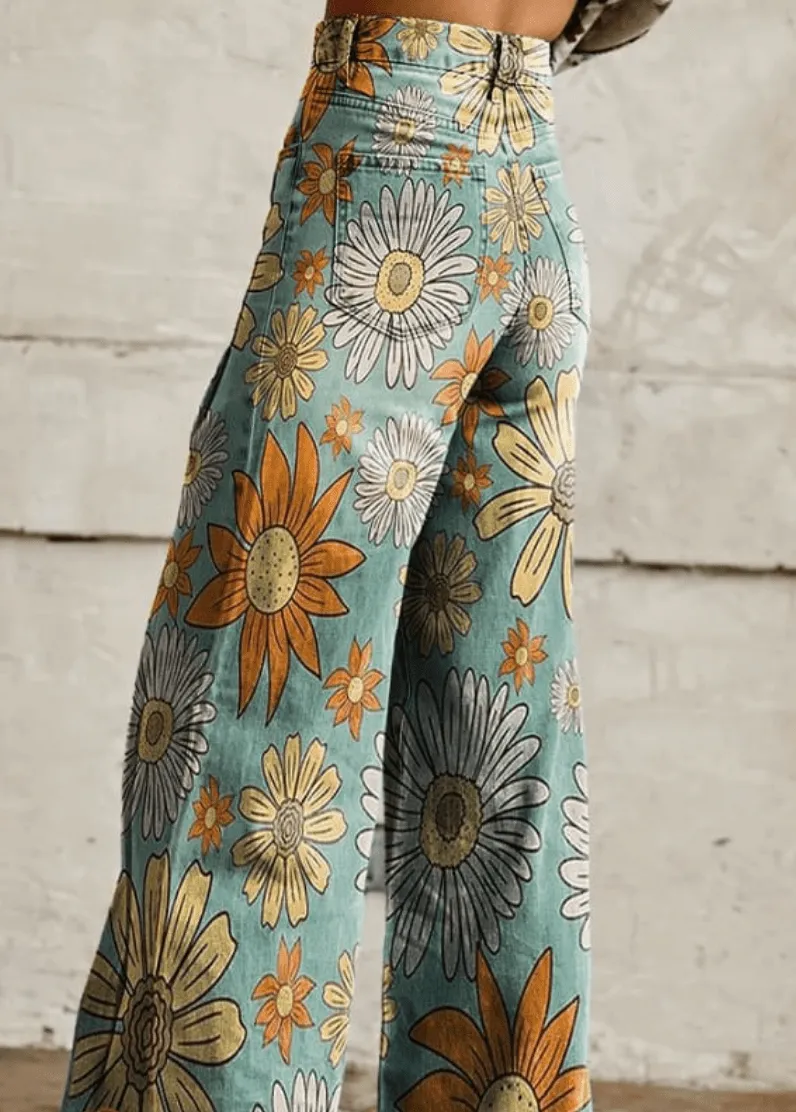 Baltazara® | Vintage Floral Pattern Wide Leg Pants