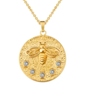 Bee Gold Coin Pendant Necklace for Women