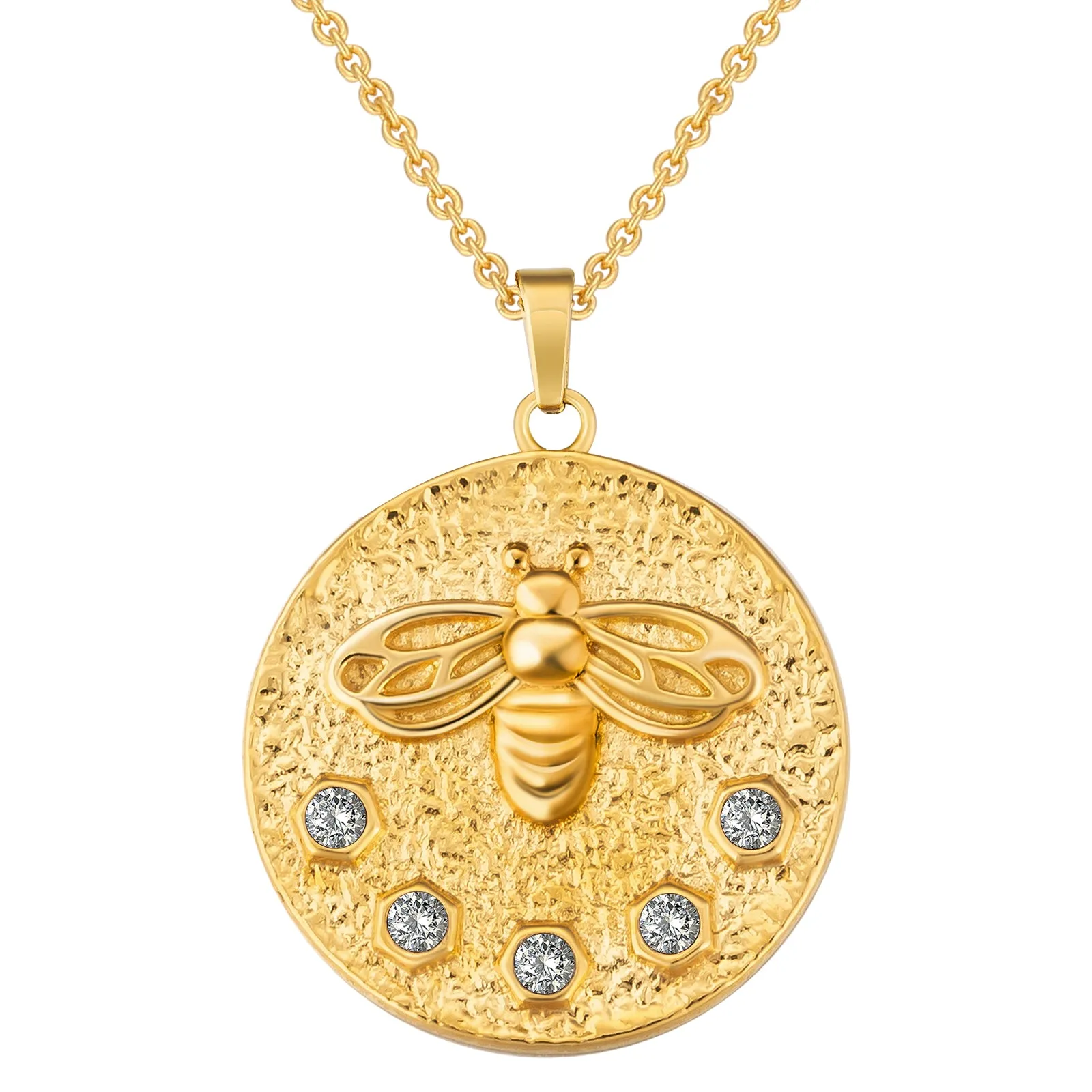 Bee Gold Coin Pendant Necklace for Women
