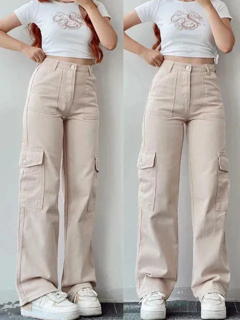 Beverley® | Vintage High Waist Cargo Pants With Straight Legs