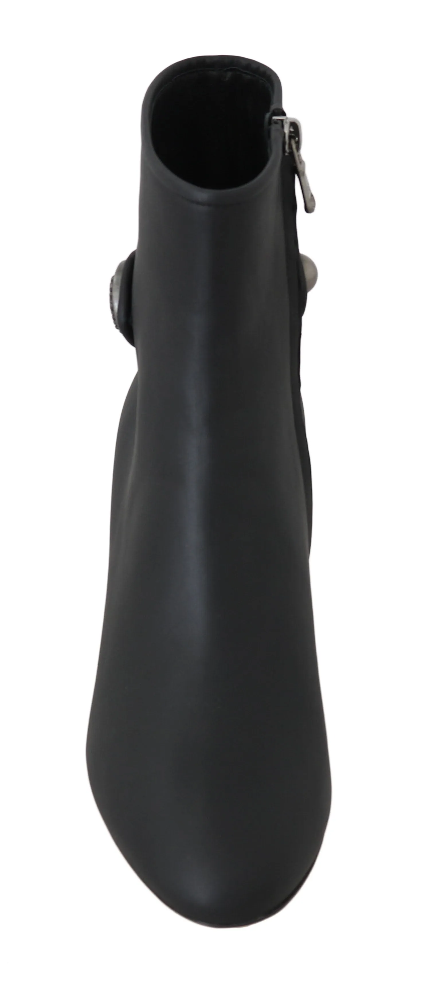 Black Leather DG Logo Heels Booties