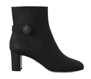Black Leather DG Logo Heels Booties