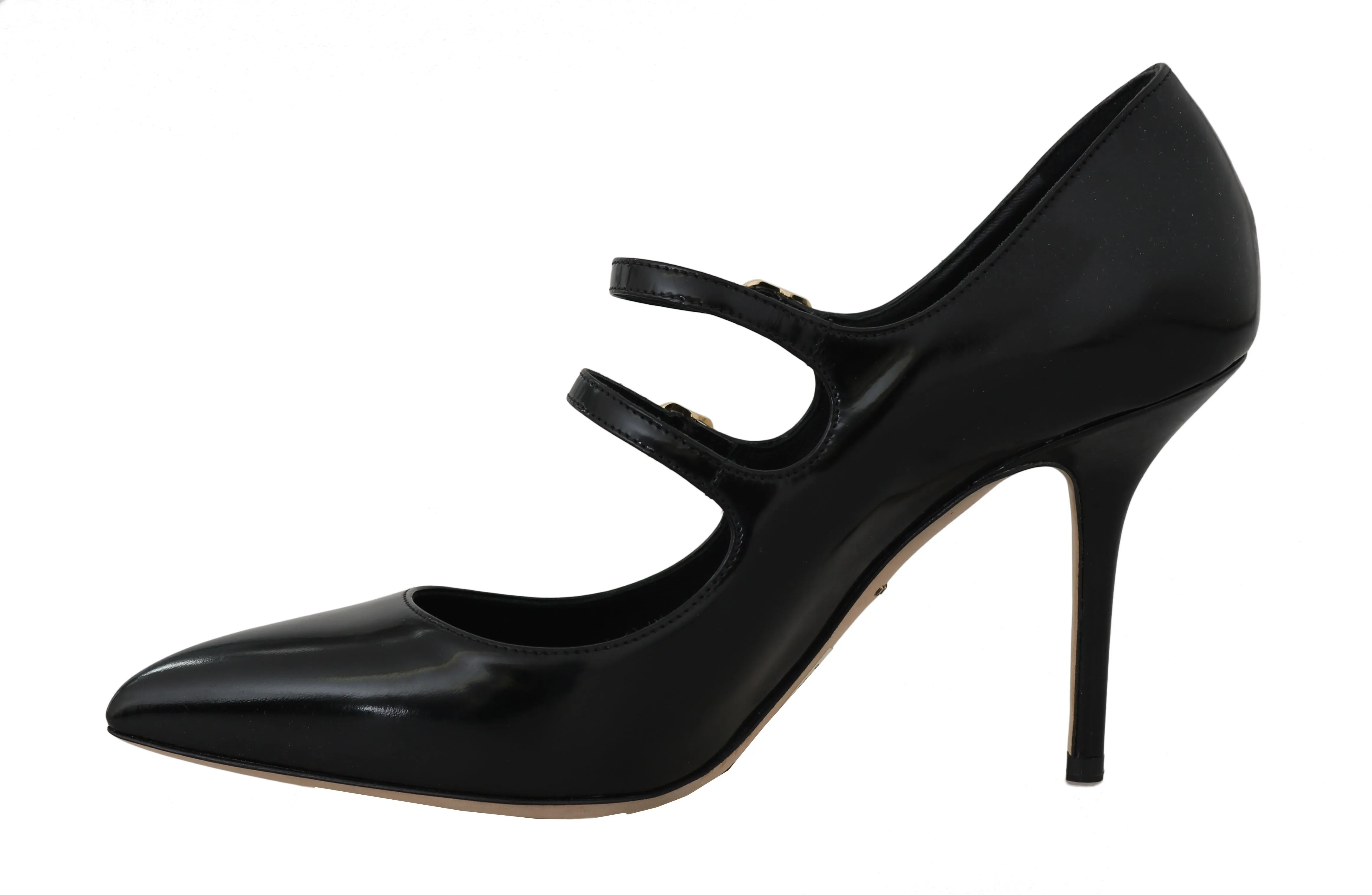 Black Leather Mary Janes Pumps Heels