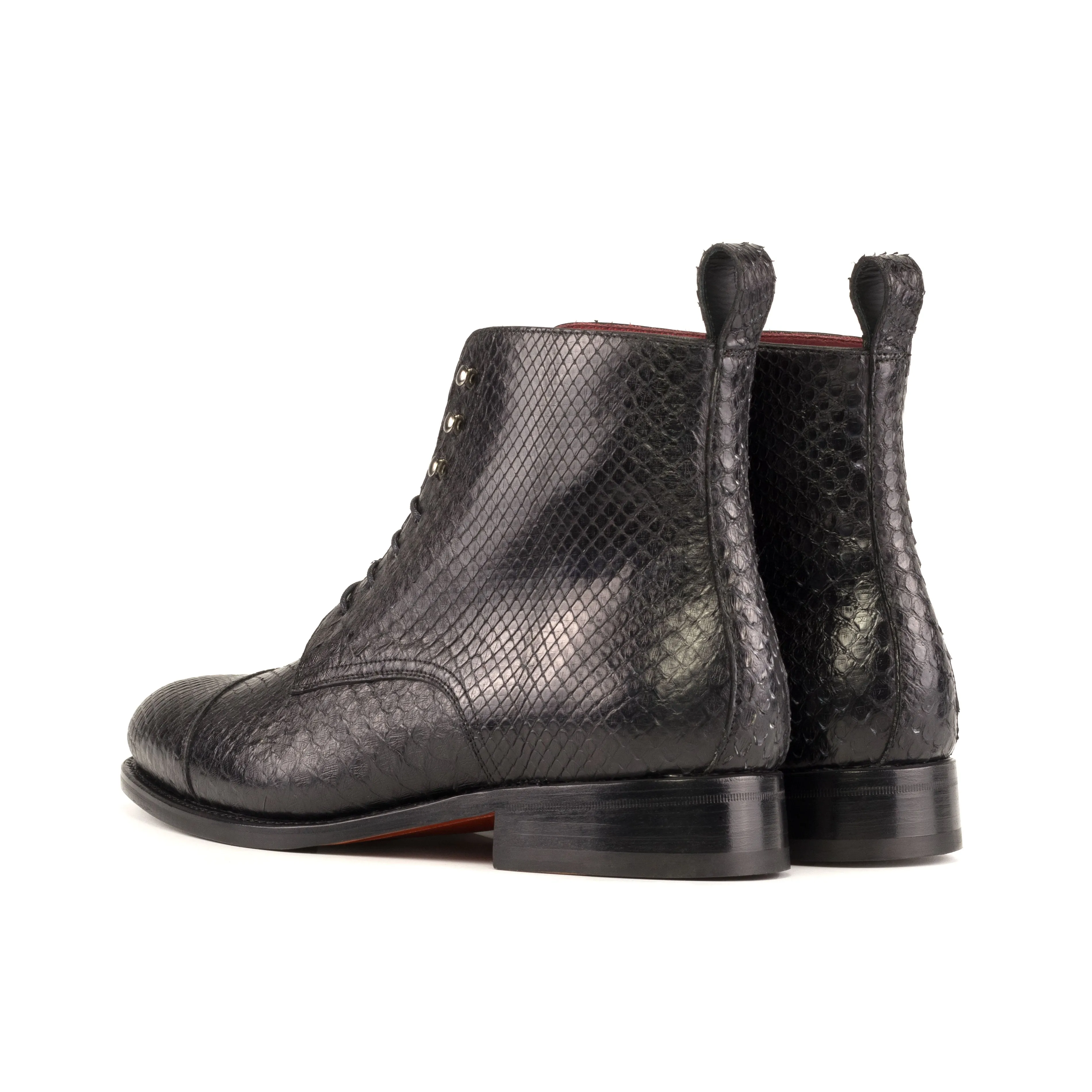 Black Python Cap Toe Jumper Boots