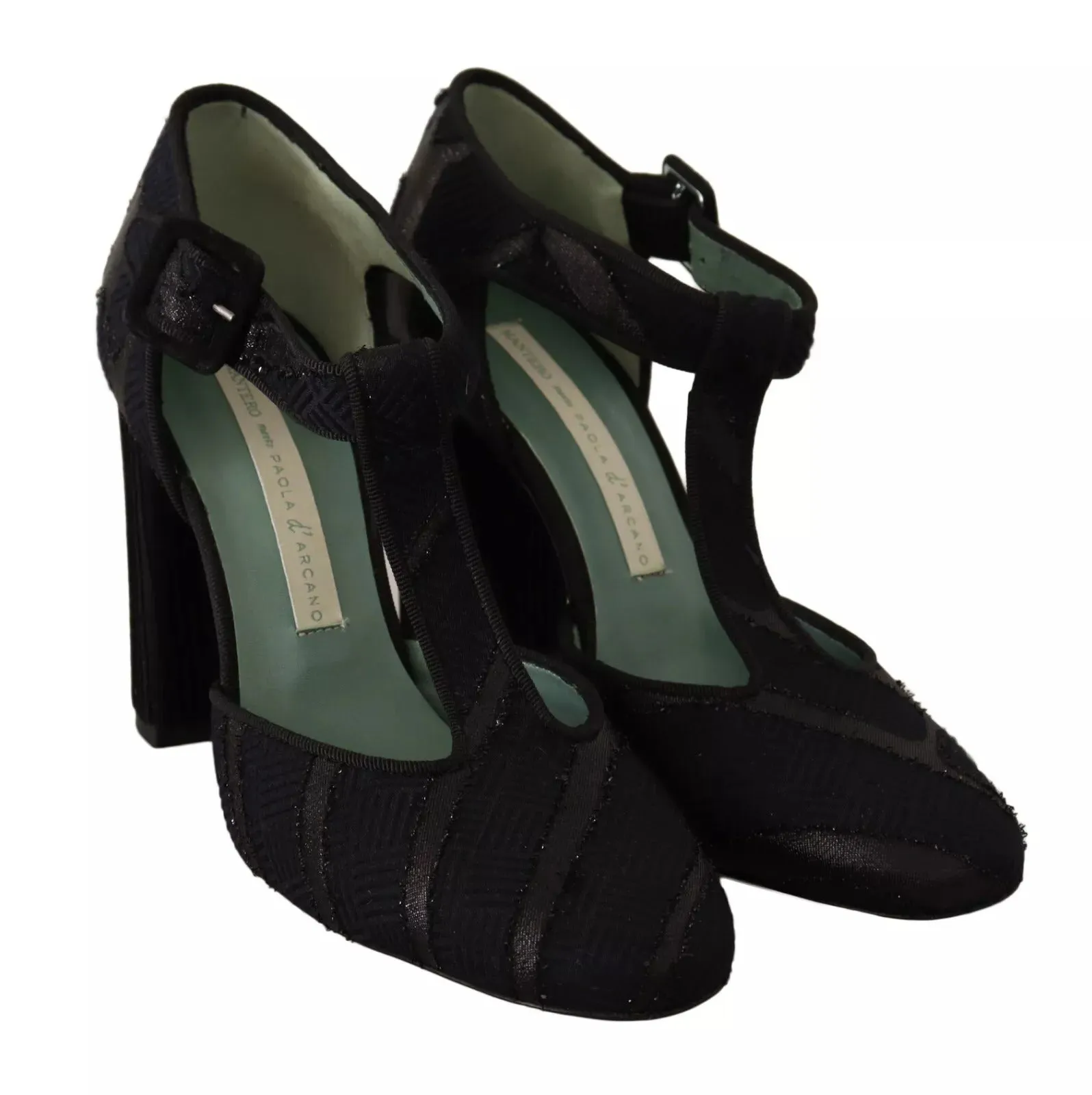 Black Suede Leather Block Heels Sandals Shoes