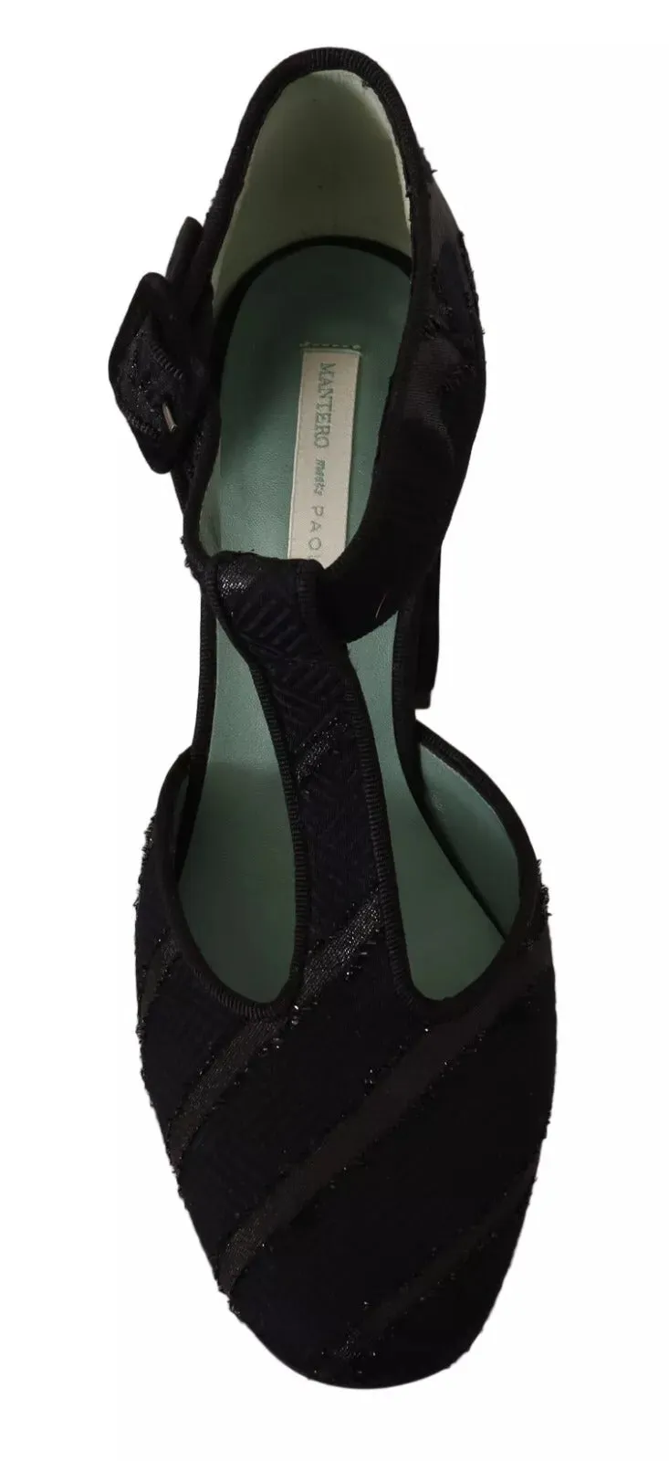 Black Suede Leather Block Heels Sandals Shoes