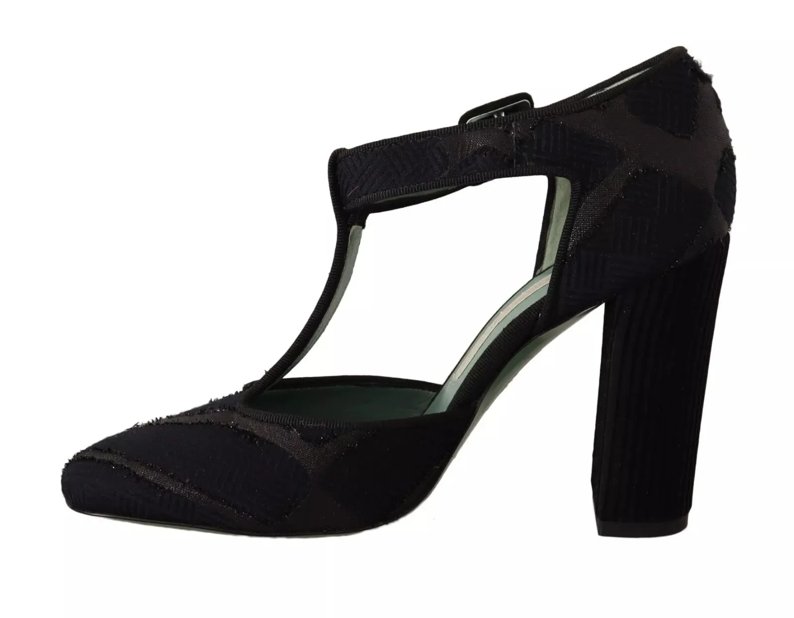 Black Suede Leather Block Heels Sandals Shoes