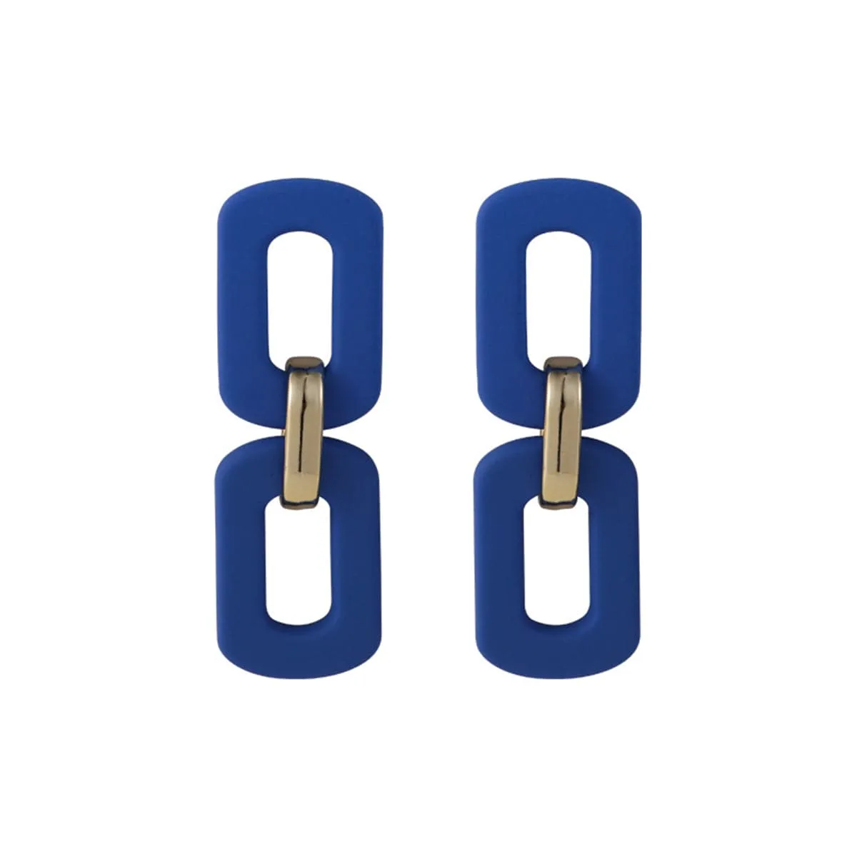 Blue Enamel & 18K Gold-Plated Cable Chain Drop Earrings