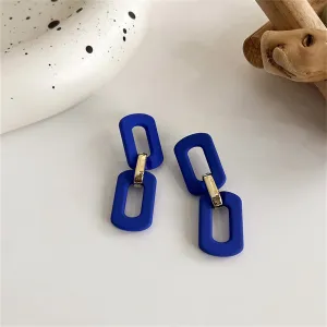 Blue Enamel & 18K Gold-Plated Cable Chain Drop Earrings