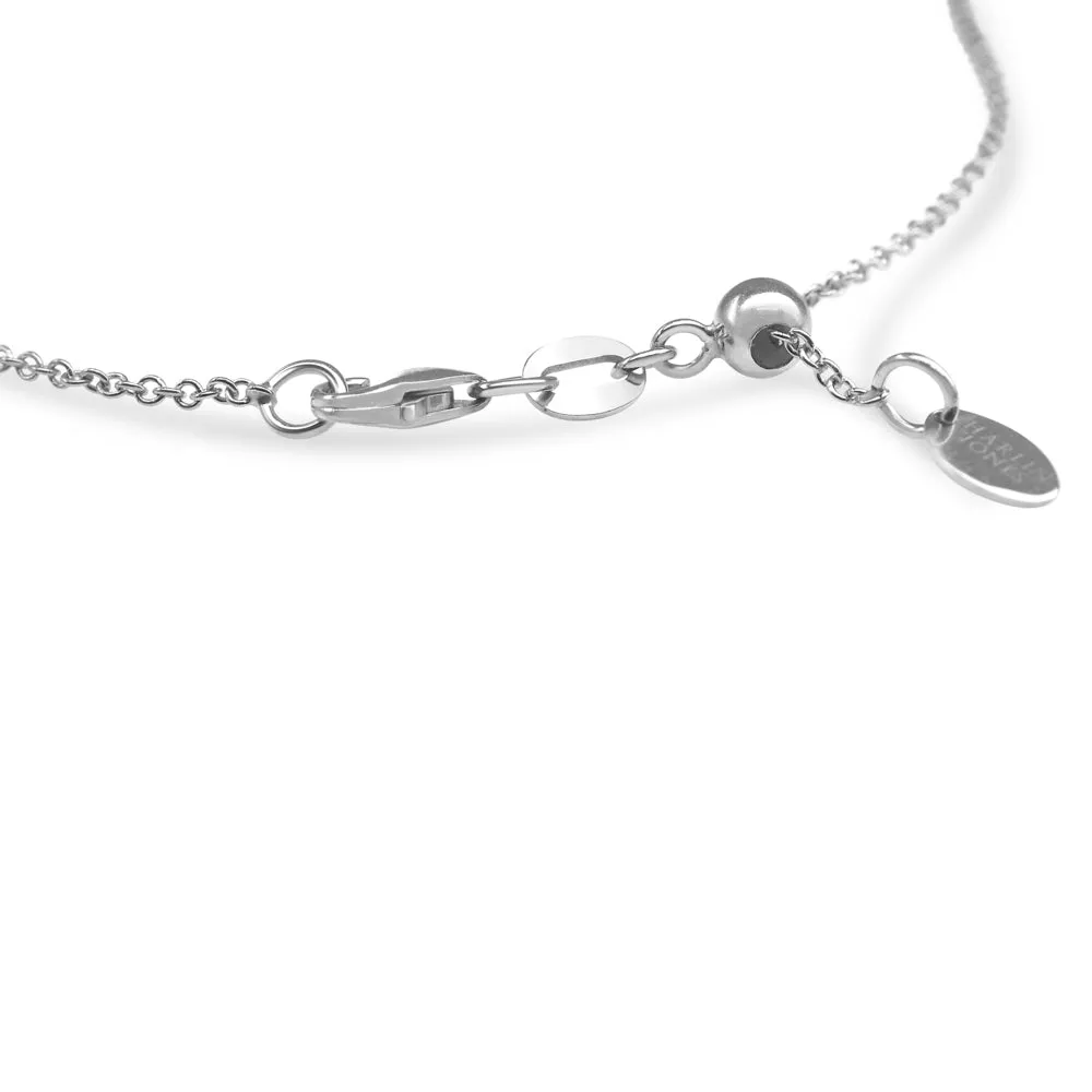 Blue Sapphire & Diamond Drop Necklace-White Gold