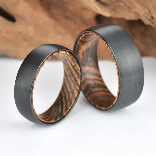 Bocote Wood Tungsten Men's Wedding Band 6MM