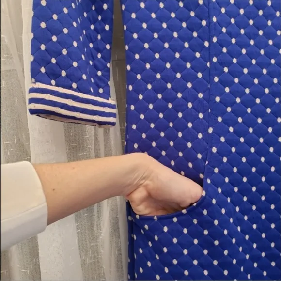 Boden Dotty Quilted Polka Dot Shift Dress Blue Size 2