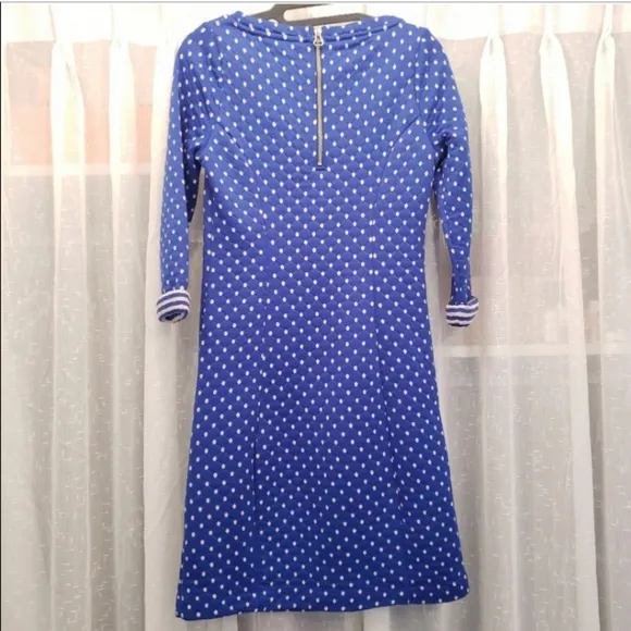 Boden Dotty Quilted Polka Dot Shift Dress Blue Size 2