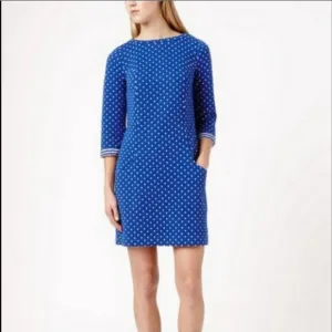 Boden Dotty Quilted Polka Dot Shift Dress Blue Size 2