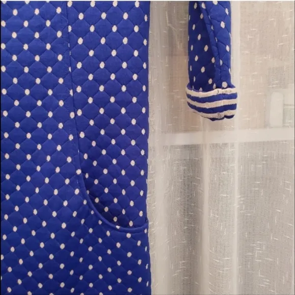Boden Dotty Quilted Polka Dot Shift Dress Blue Size 2