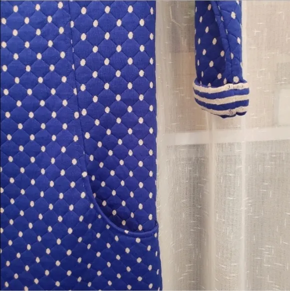 Boden Dotty Quilted Polka Dot Shift Dress Blue Size 2