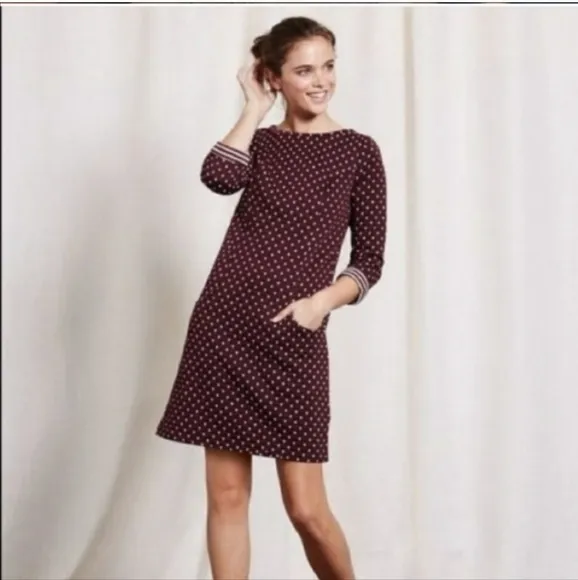 Boden Dotty Quilted Polka Dot Shift Dress Blue Size 2