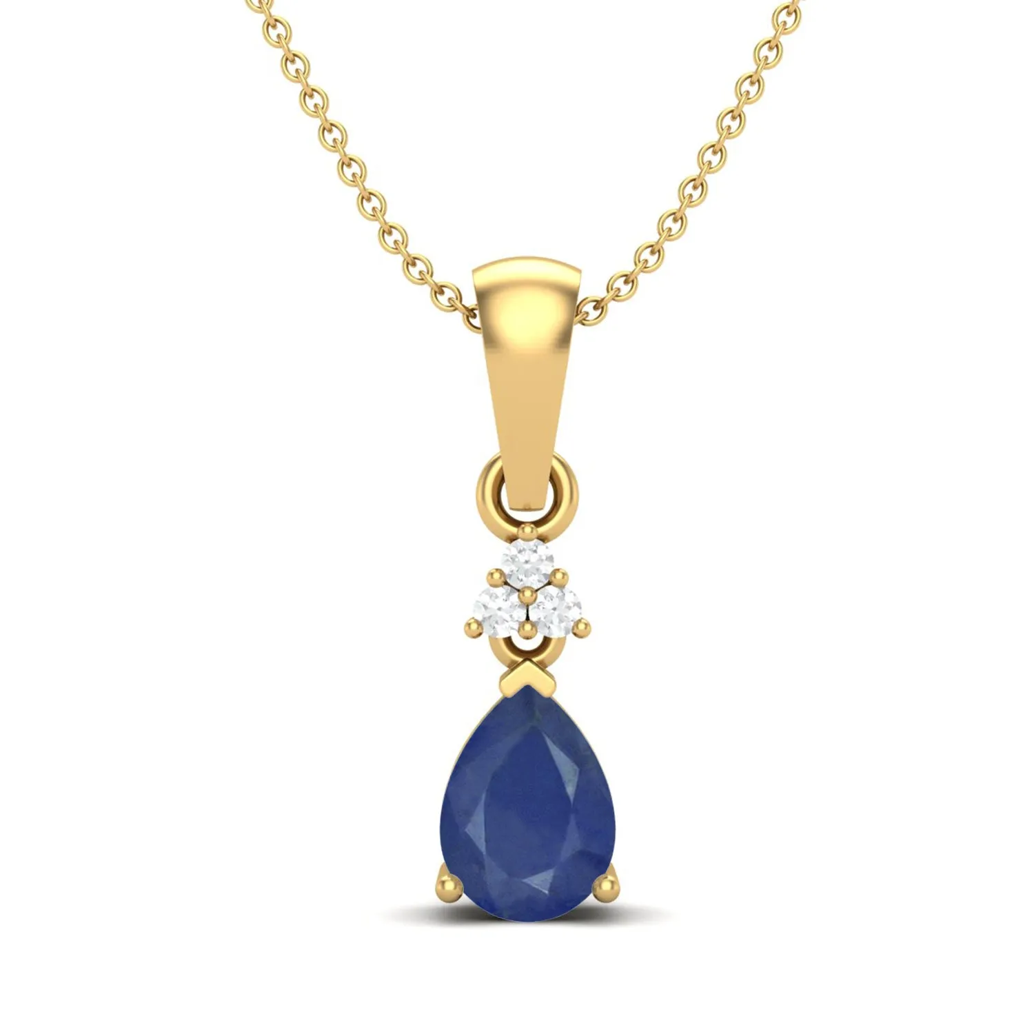 Bridal Wedding Necklace Pear Shaped Blue Sapphire Pendant 925 Sterling Silver Women's Necklace