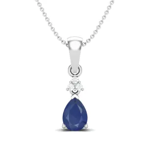 Bridal Wedding Necklace Pear Shaped Blue Sapphire Pendant 925 Sterling Silver Women's Necklace