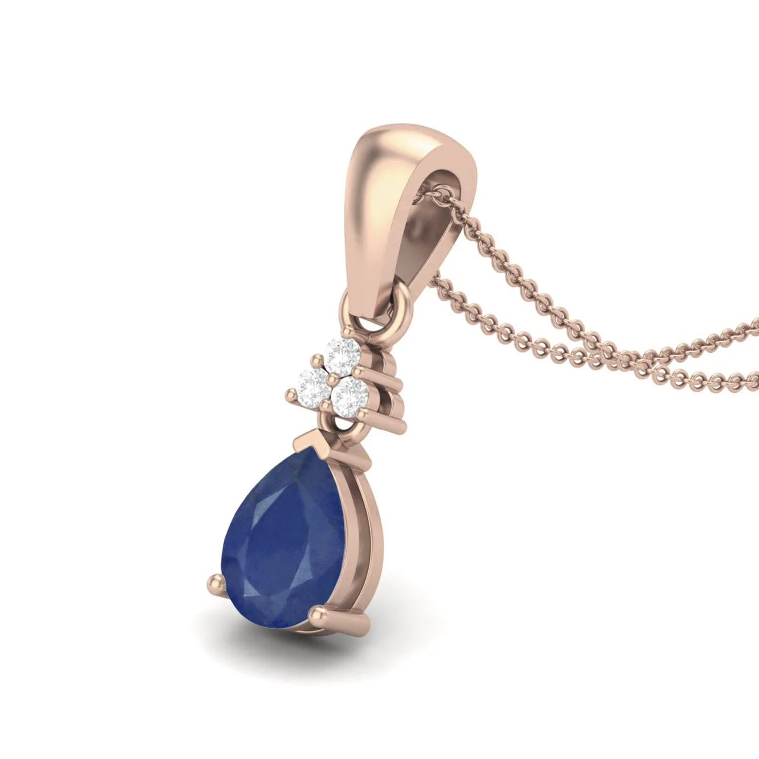 Bridal Wedding Necklace Pear Shaped Blue Sapphire Pendant 925 Sterling Silver Women's Necklace