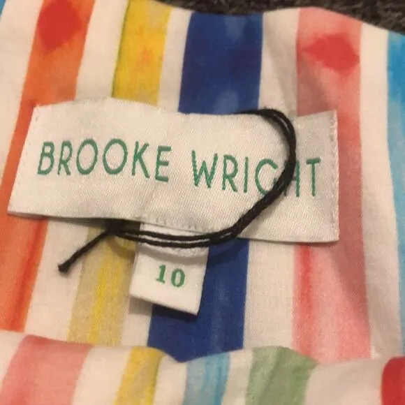 Brooke Wright Women's 10 Rainbow Striped Colorful A Line Lottie  Belt Skirt NWOT