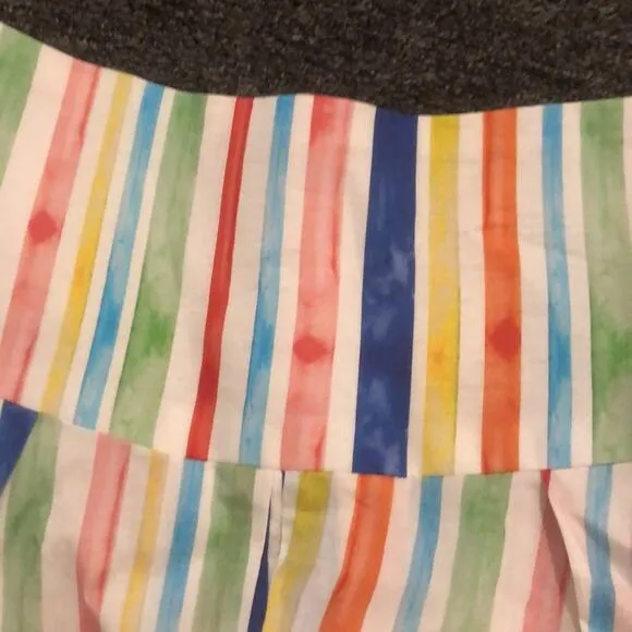 Brooke Wright Women's 10 Rainbow Striped Colorful A Line Lottie  Belt Skirt NWOT