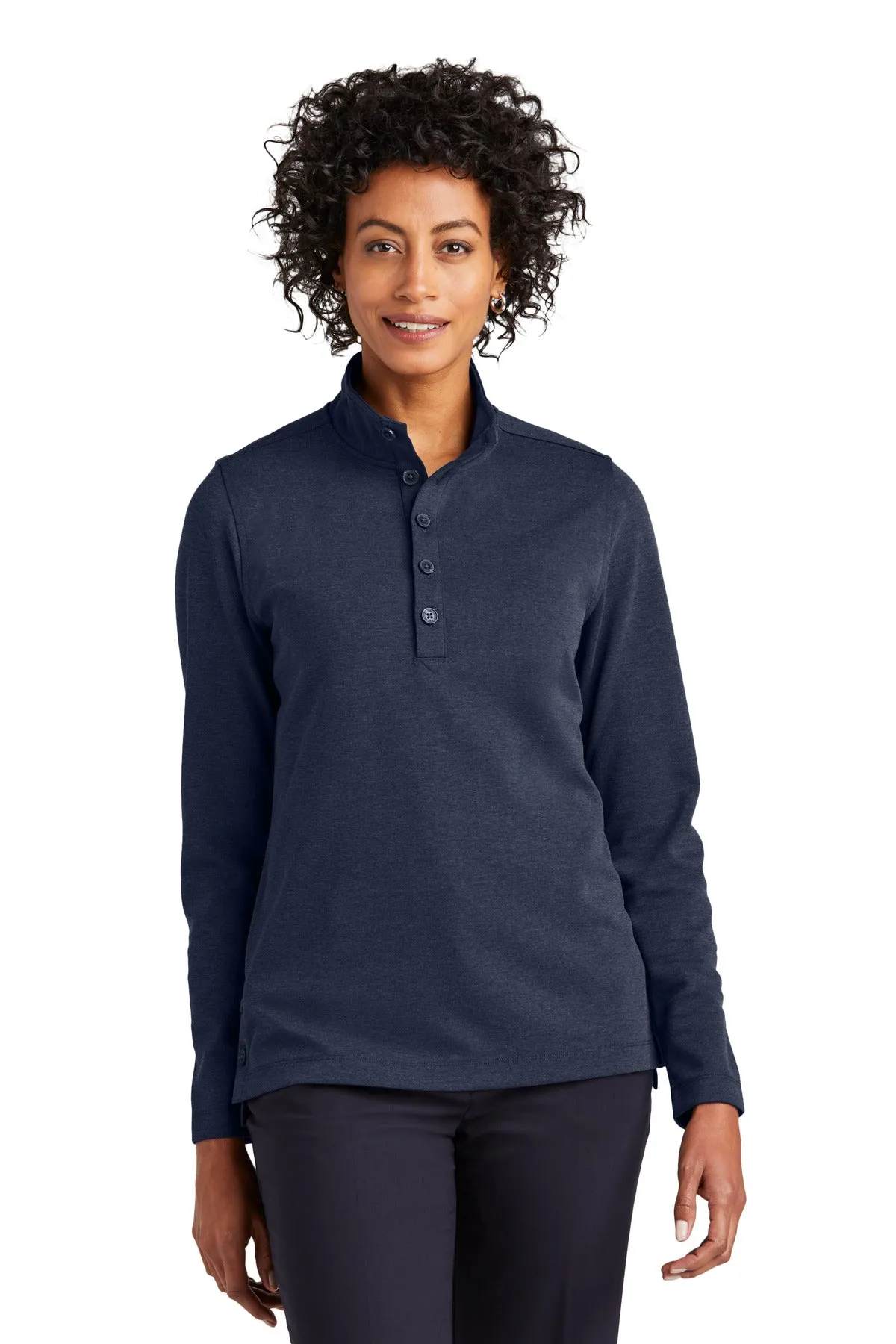Brooks Brothers Women's Mid-Layer Stretch 1/2-Button BB18203 Navy Blazer Heather