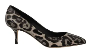 Brown Leopard Leather Pumps Heels