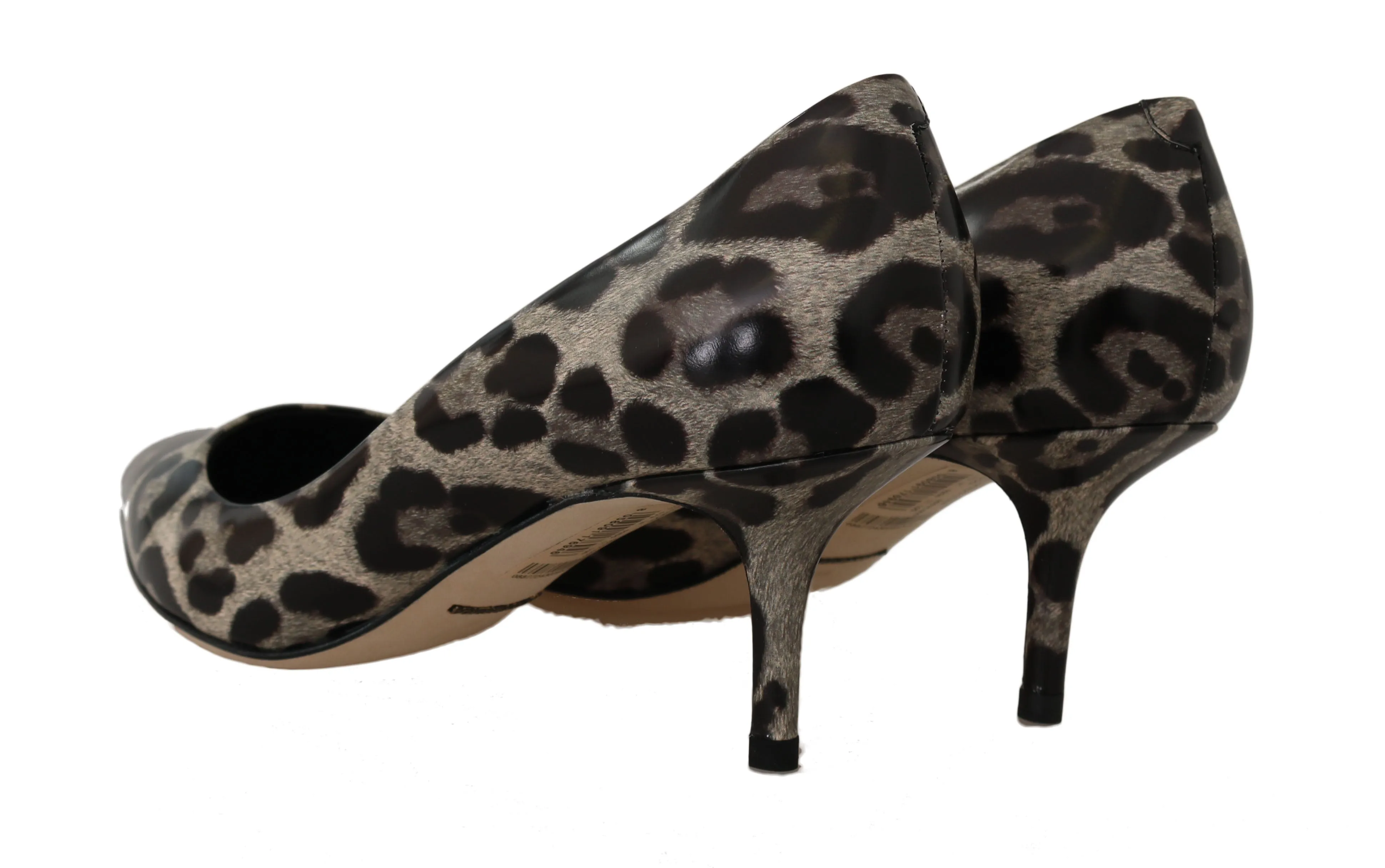 Brown Leopard Leather Pumps Heels