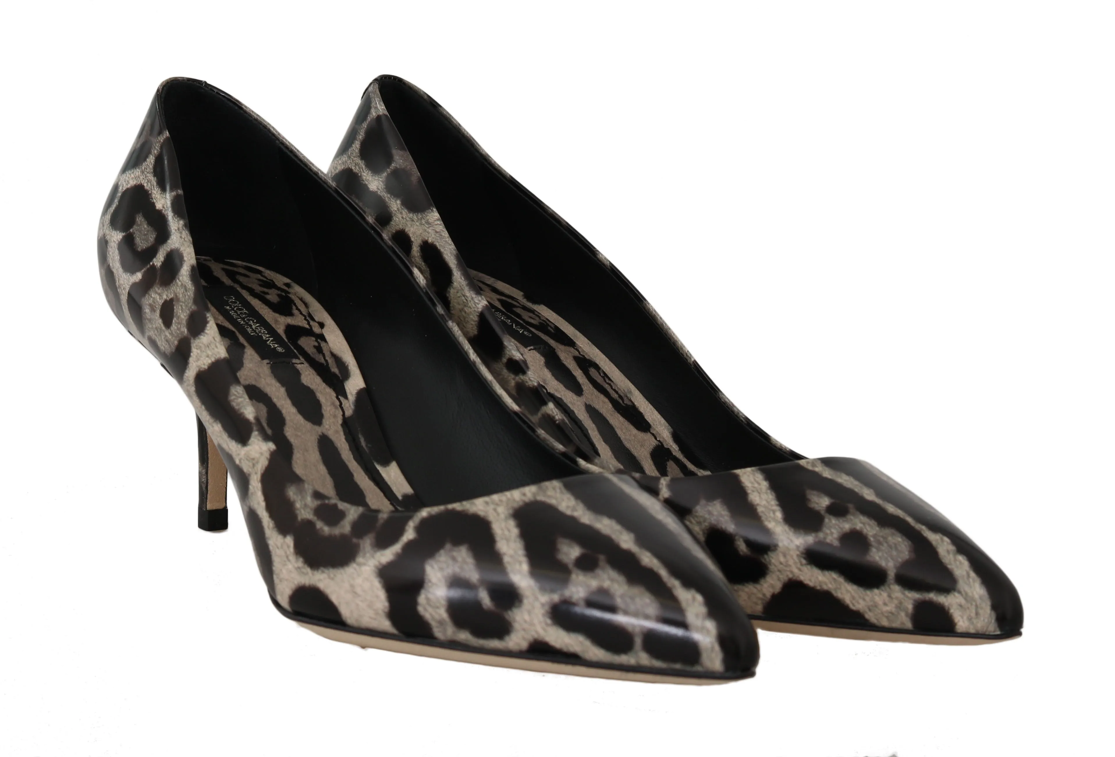 Brown Leopard Leather Pumps Heels