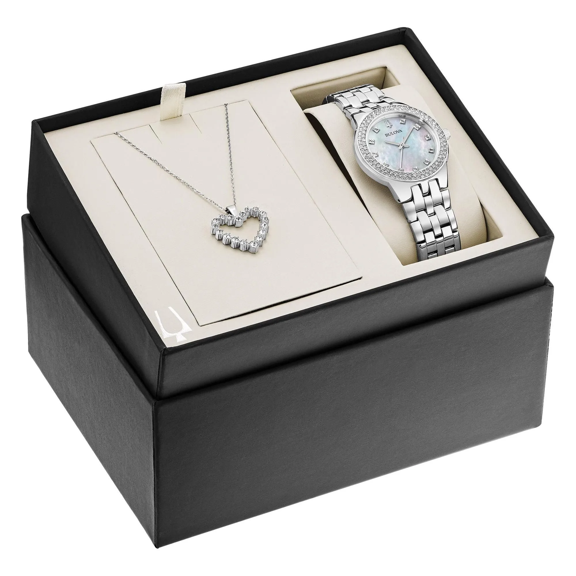 Bulova Women's Crystal MOP Dial Quartz Watch Gift Set  96X144
