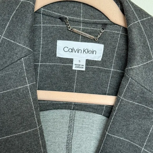 Calvin Klein Women's Grey Plaid Blazer