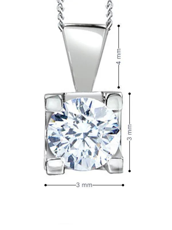 Canadian Diamond 0.15ct Solitaire Pendant in Four Claw Setting Set in 14K White Gold
