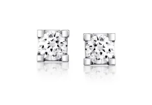 Canadian Diamond 0.33ct Solitaire Earrings in Four Claw Setting Set in 14K White Gold