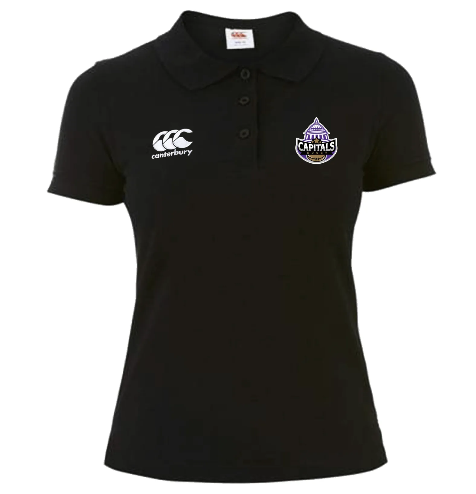 Capitals Rugby NC Canterbury Women's Black Waimak Rugby Polo