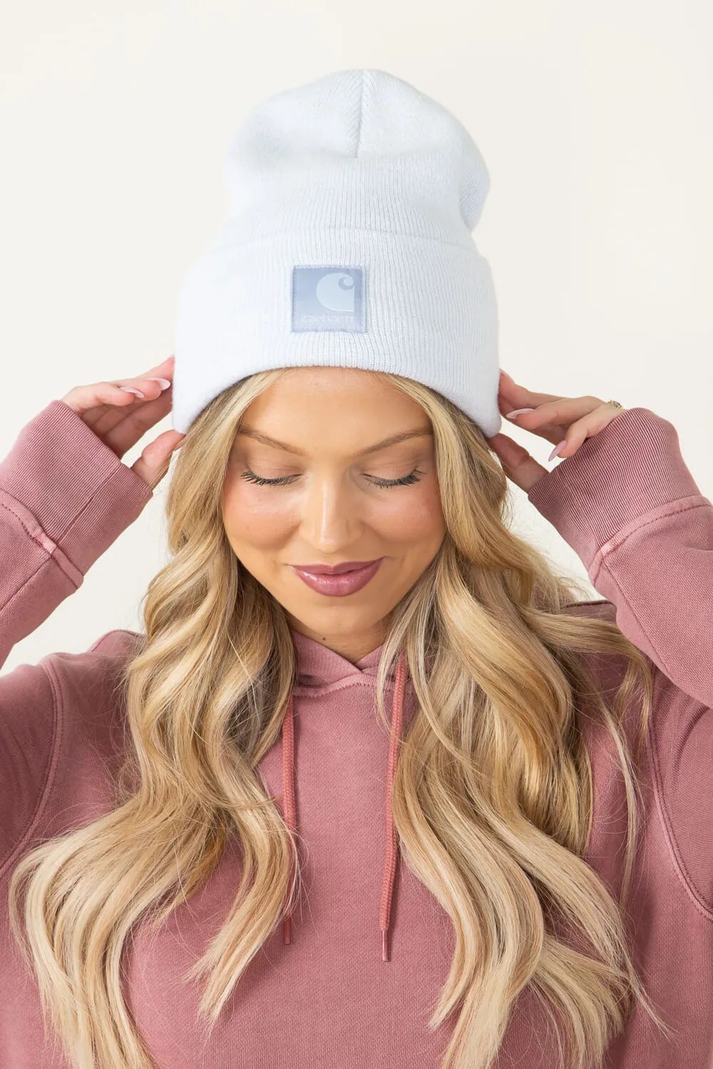 Carhartt Knit Satin Lined Beanies for Women in Tradewind Blue | 106425-HH6