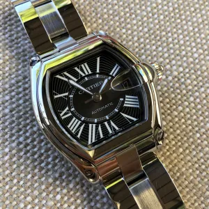 Cartier Roadster XL 2510 Steel Roman Large Size Black Automatic Watch