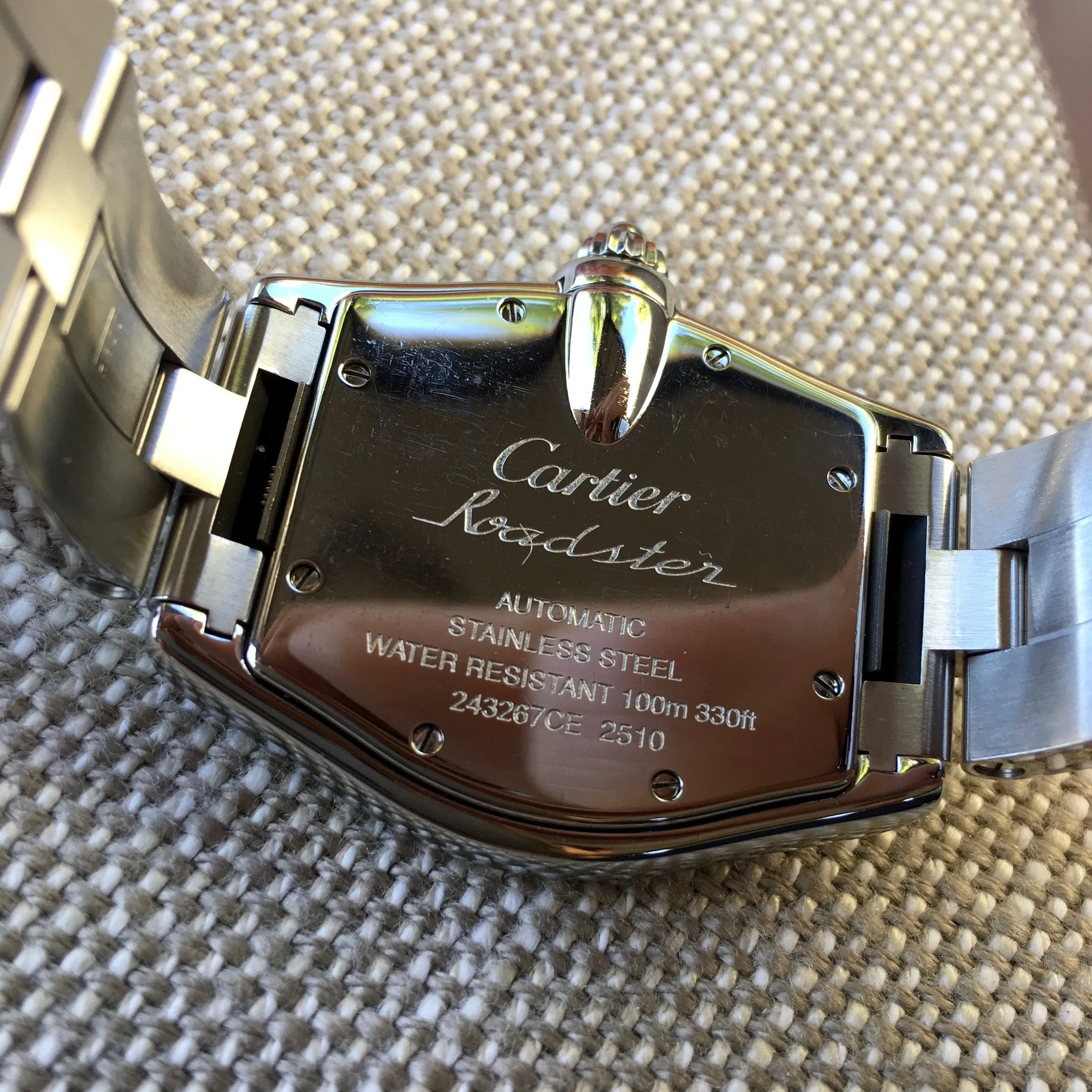 Cartier Roadster XL 2510 Steel Roman Large Size Black Automatic Watch