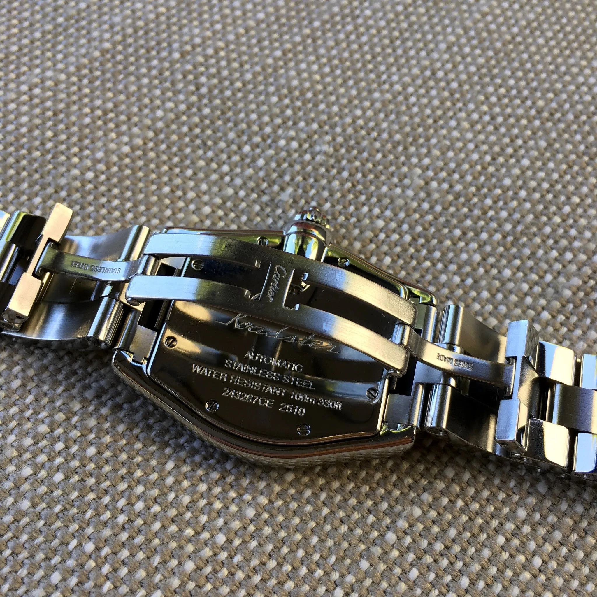 Cartier Roadster XL 2510 Steel Roman Large Size Black Automatic Watch
