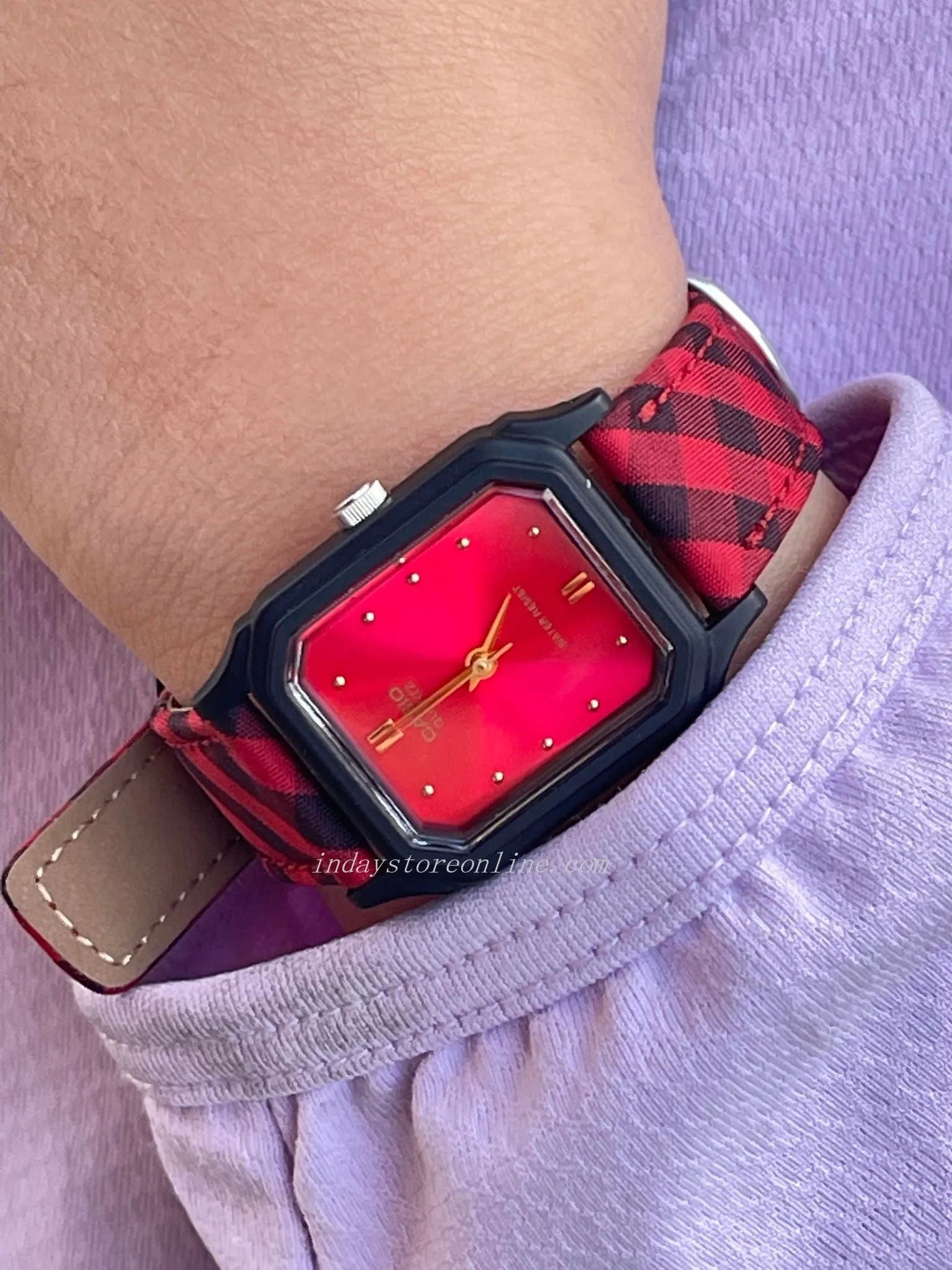 Casio Analog Women's Watch LQ-142LB-4A Analog Red Color Resin Band Water Resistant Resin Glass