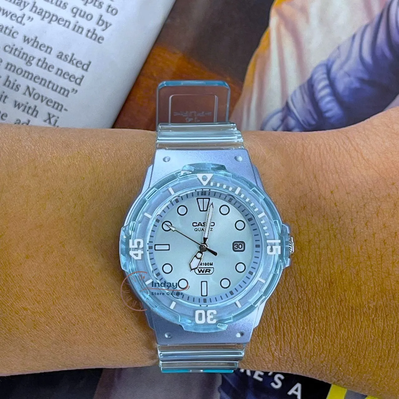Casio Analog Women's Watch LRW-200HS-2E Resin Band Resin Glass Transparent Strap