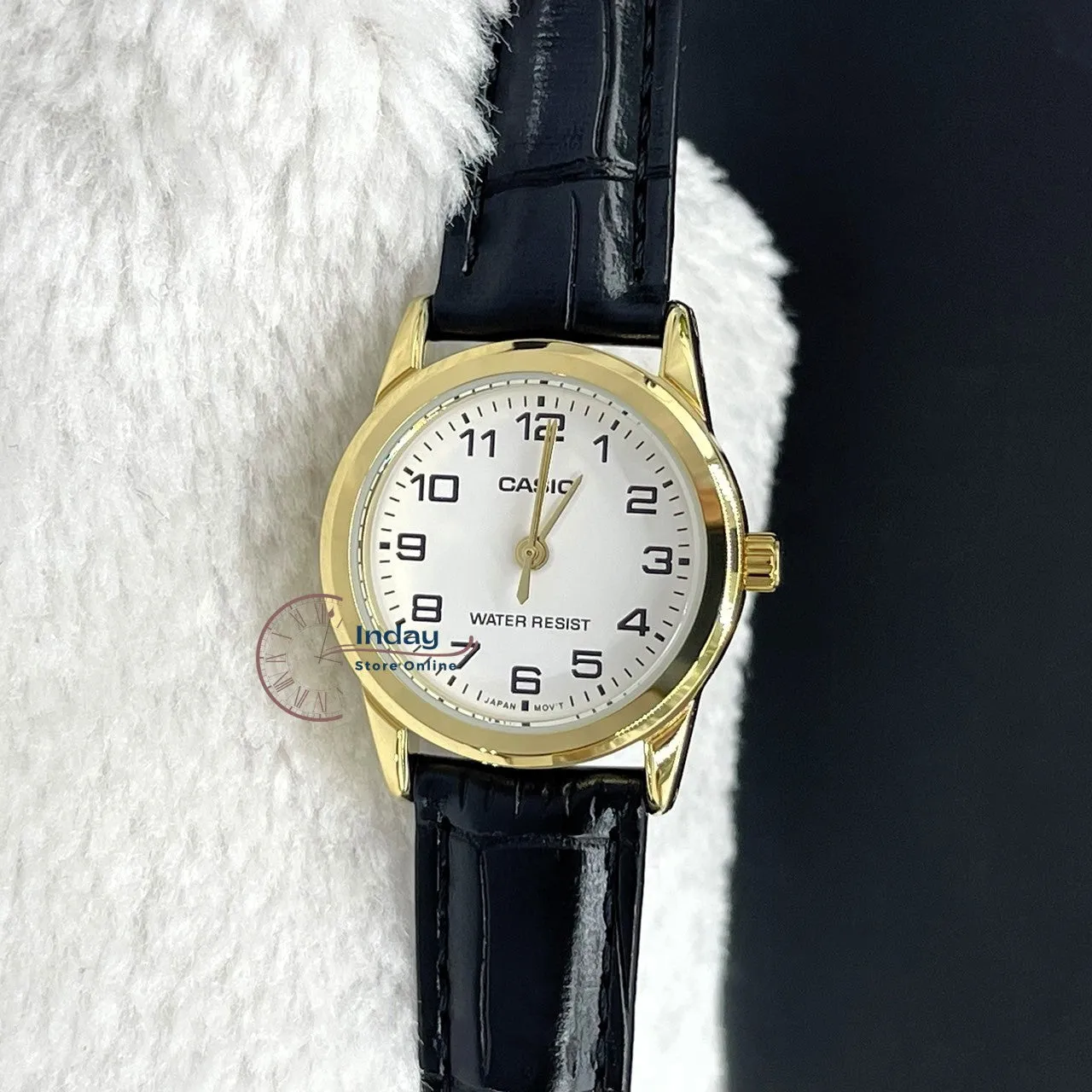 Casio Standard Women's Watch LTP-V001GL-7B Black Leather Strap