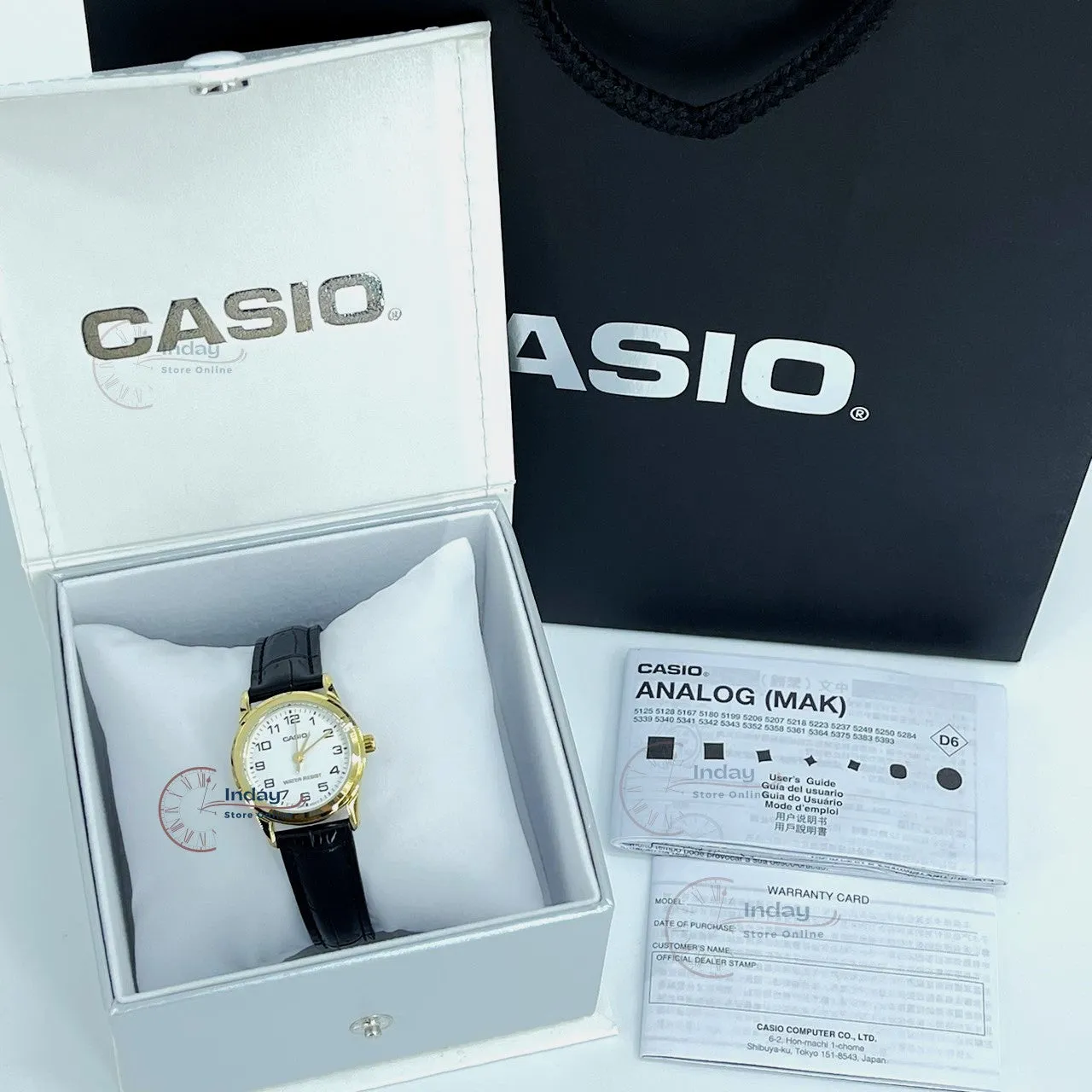 Casio Standard Women's Watch LTP-V001GL-7B Black Leather Strap