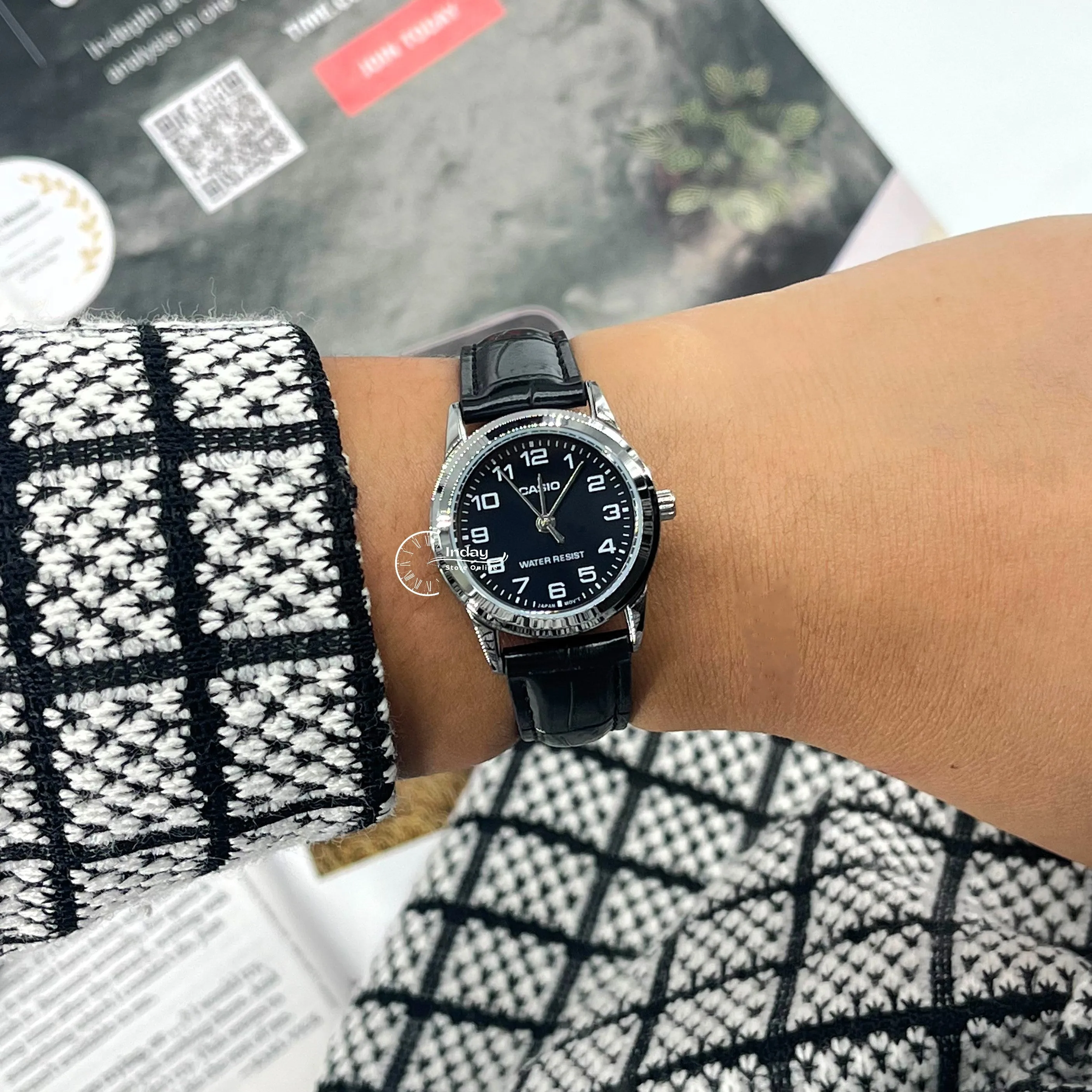 Casio Standard Women's Watch LTP-V001L-1B  Black Leather Strap