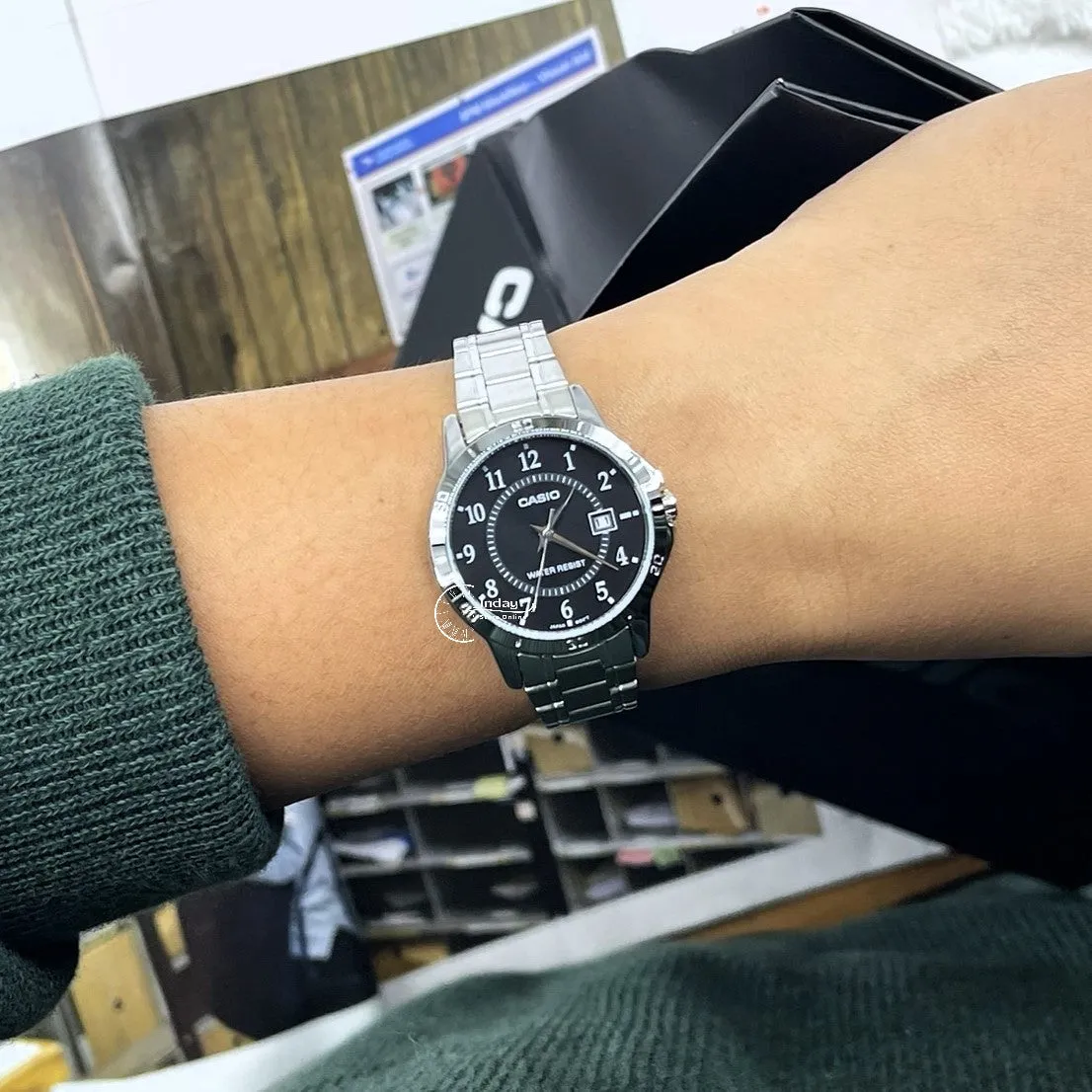 Casio Standard Women's Watch LTP-V004D-1B  Silver Plated Stainless Steel Strap