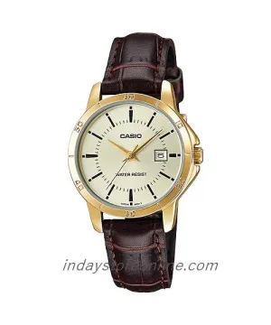Casio Standard Women's Watch LTP-V004GL-9A Brown Leather Strap